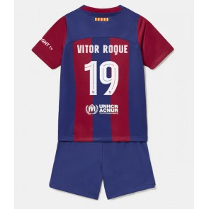 Barcelona Vitor Roque #19 Domaci Dres za Dječji 2023-24 Kratak Rukavima (+ kratke hlače)